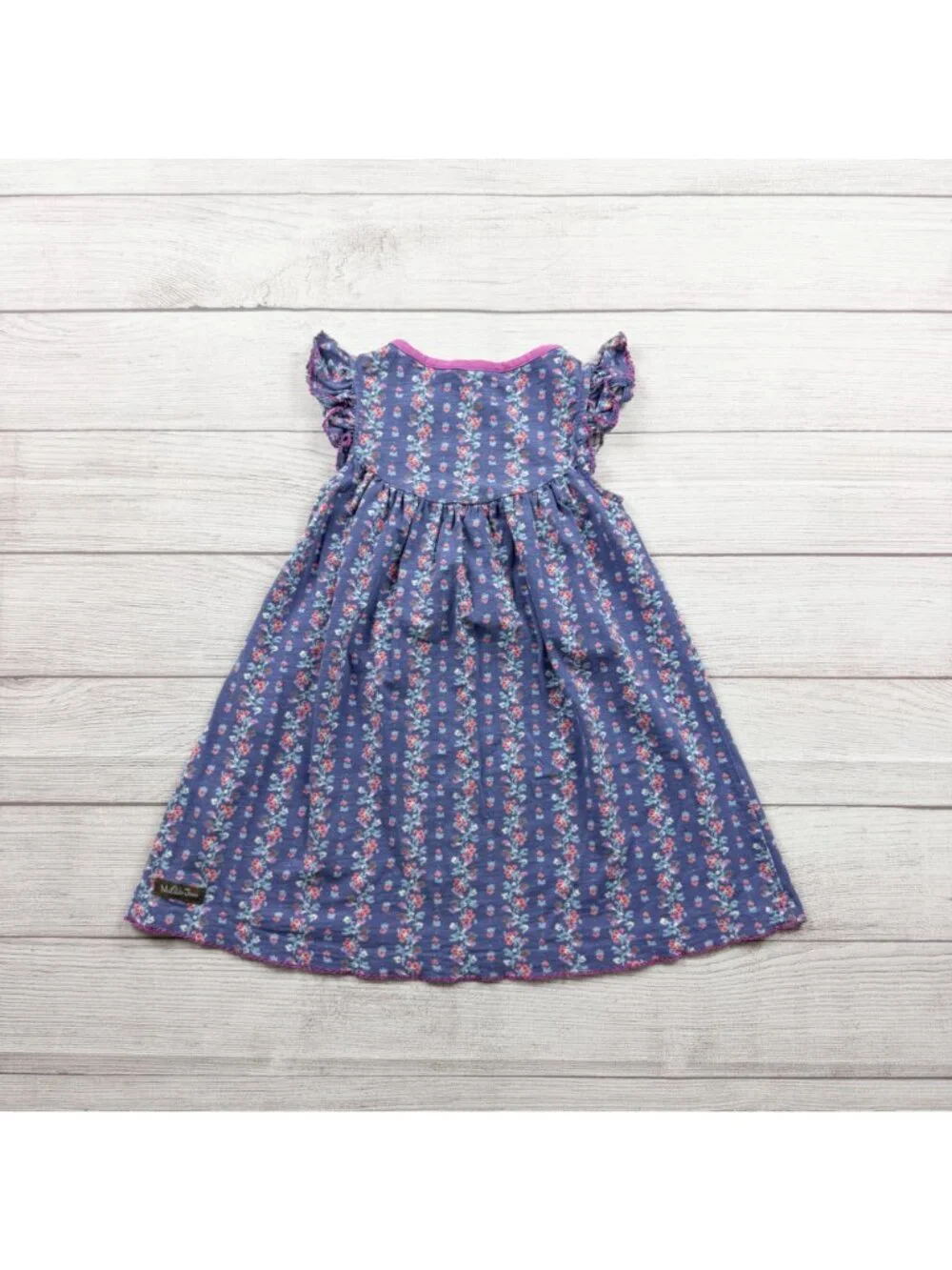 Matilda Jane Girls Floral Print Ruffle Sleeve Dress Purple Pink Cotton Blend 6